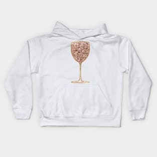 Wine - rose gold glitter Kids Hoodie